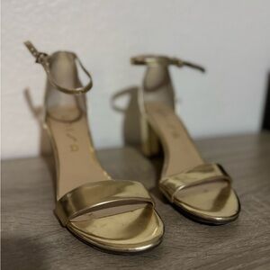 Unisa Metallic Gold Heels with Ankle Strap